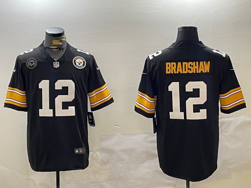 Men Pittsburgh Steelers #12 Bradshaw Black 2024 Nike Limited NFL Jersey style 4->pittsburgh steelers->NFL Jersey